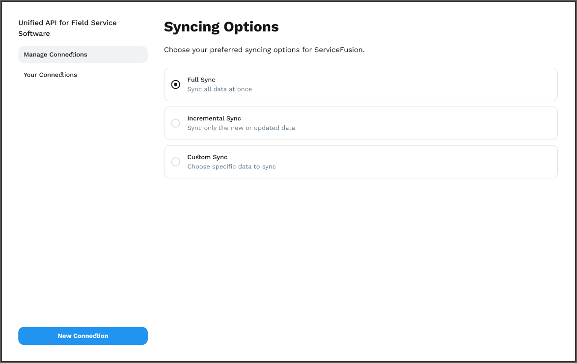 Syncing Options